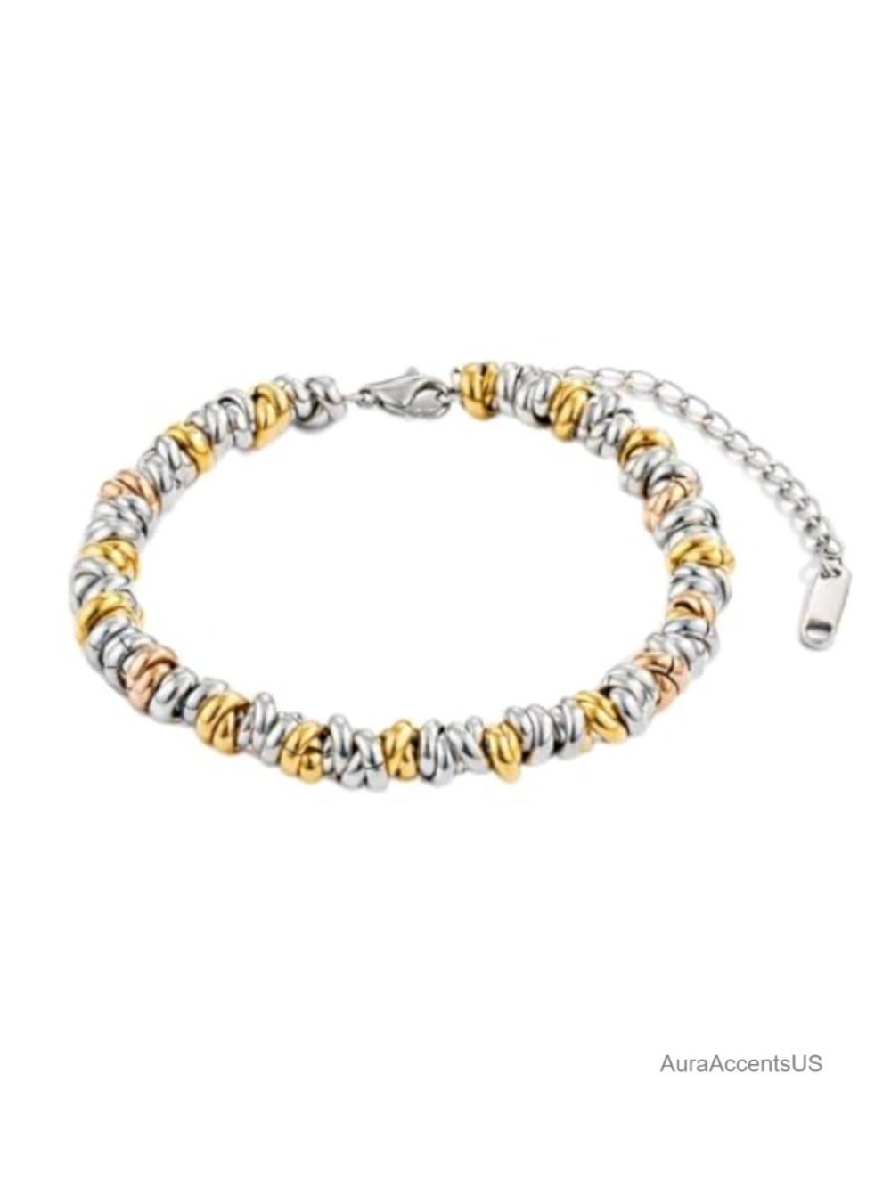 Waterproof Gold Plated Link Bracelet, Tarnish Free Adjustable Women's Jewelry